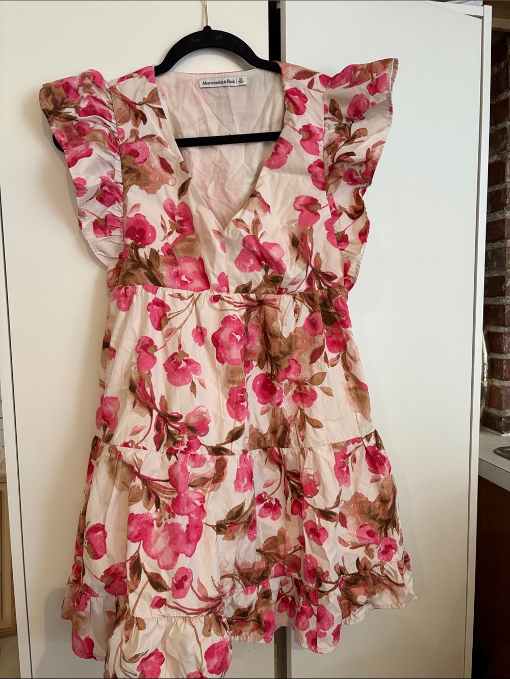 Abercrombie & Fitch Cream Mini Dress with Pink Floral Print